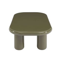 Table basse MOXY finition laquée brillante vert olive 120cm